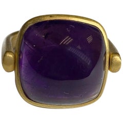 Cabochon Amethyst Flip Ring in 22 Karat Gold, A2 by Arunashi