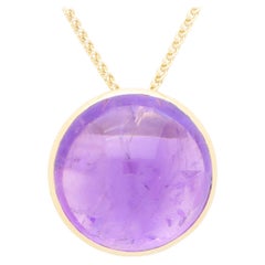 Cabochon Amethyst Pendant Set in 9k Yellow Gold