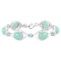 Cabochon Aquamarine Bracelet 39.7 Carats Sterling Silver
