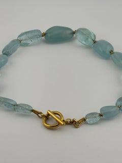 Cabochon Aquamarine Necklace With 22k Gold Clasp