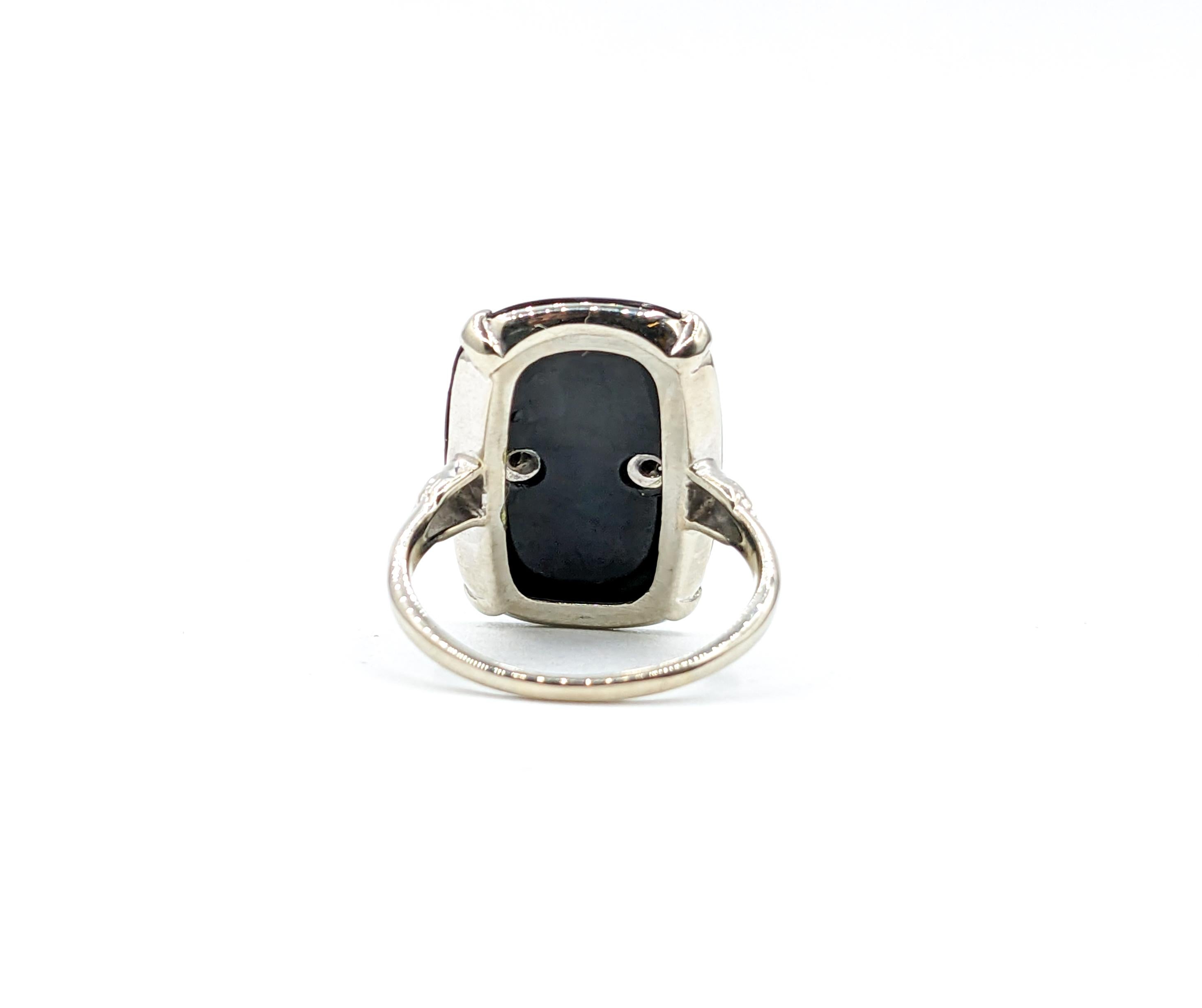 Cabochon Black Onyx & Diamond Cocktail Ring For Sale 2