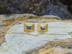 Cabochon Blue Sapphire Cufflinks Set in 18 Karat Gold Settings