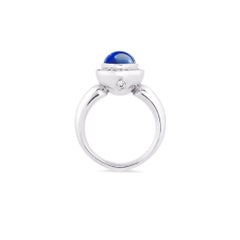 Cabochon Blue Sapphire Diamond Cocktail Ring