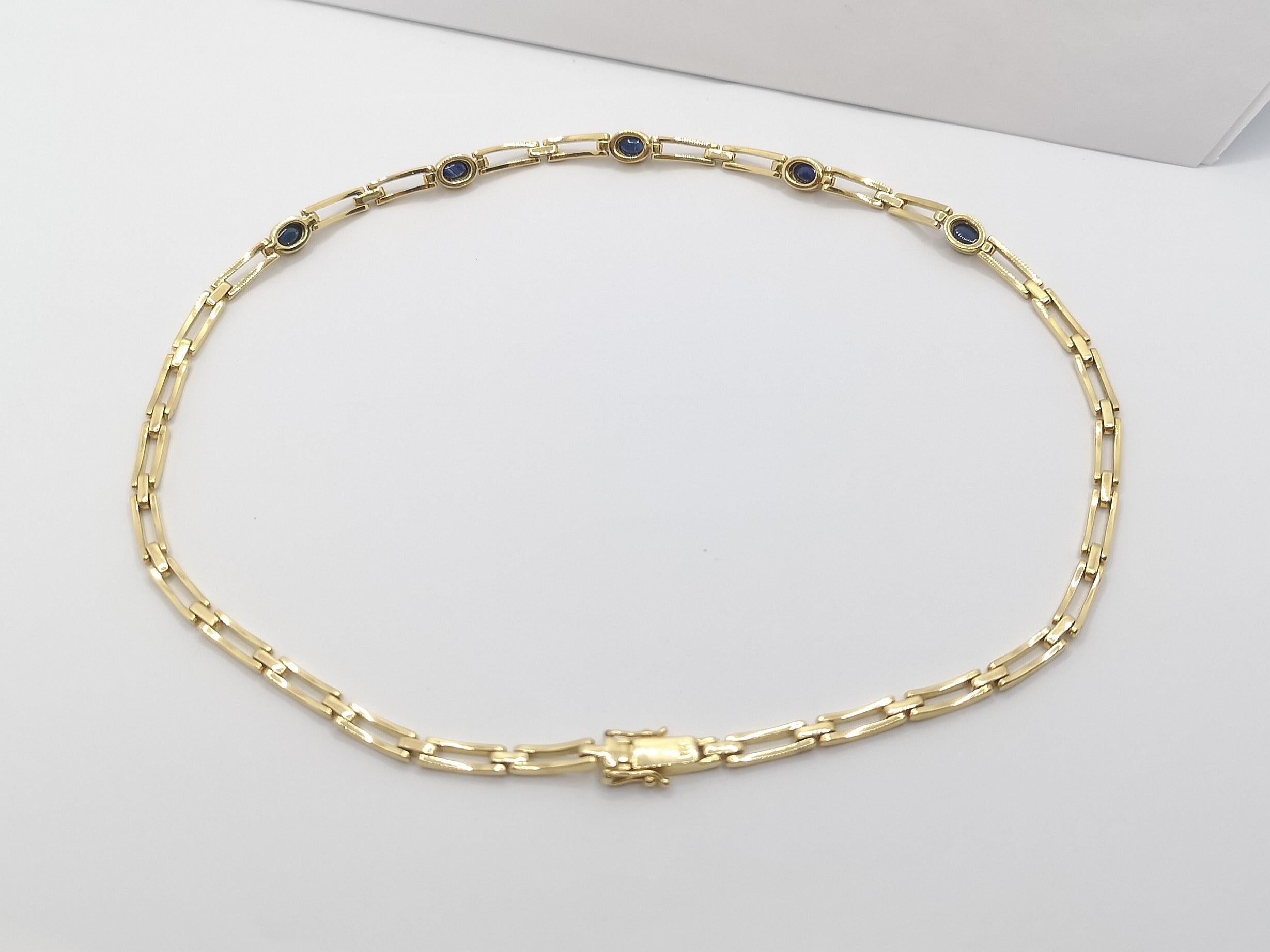 Halskette mit blauem Cabochon-Saphir in 18 Karat Goldfassungen im Angebot 6