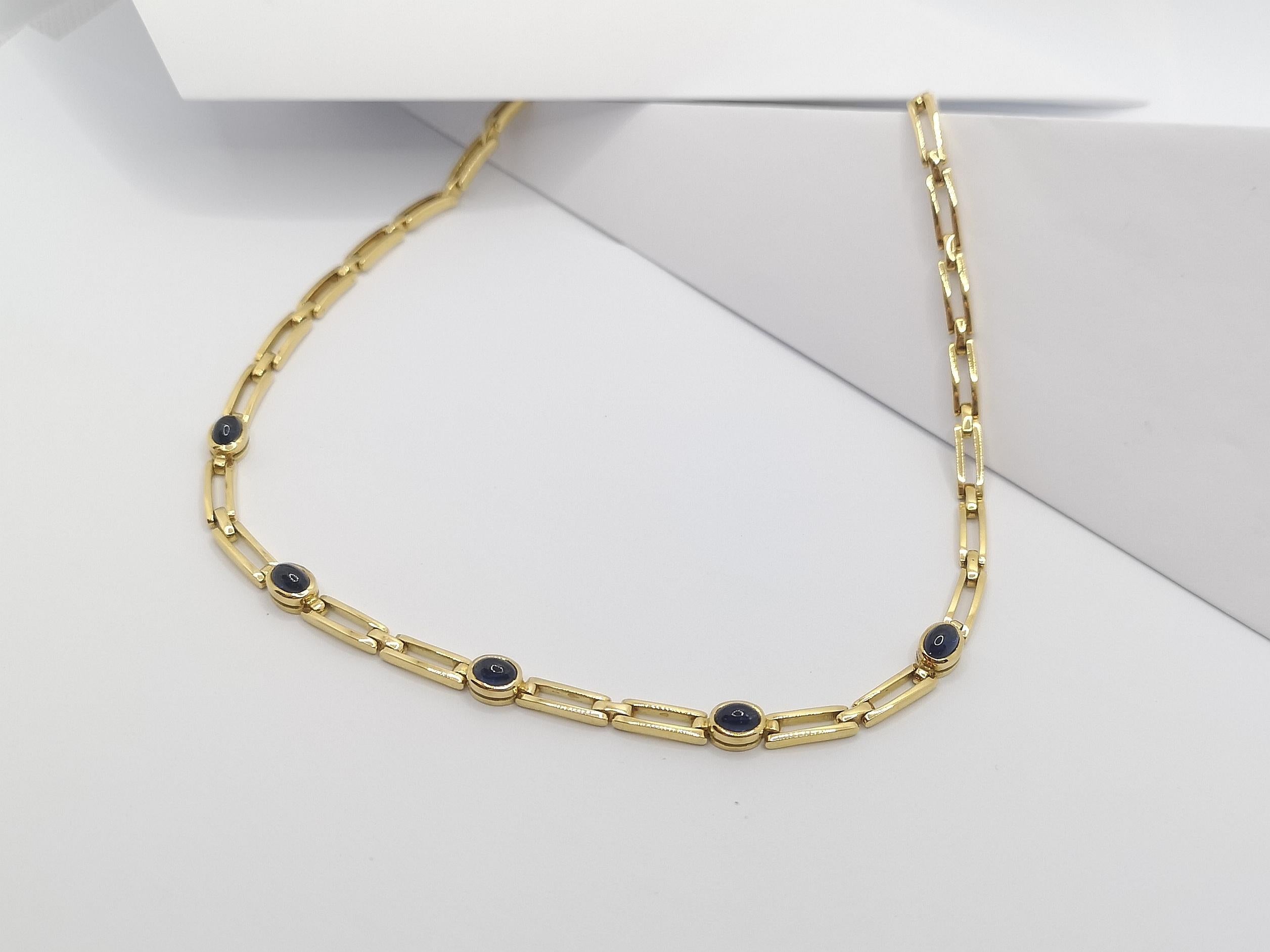 Halskette mit blauem Cabochon-Saphir in 18 Karat Goldfassungen im Angebot 2