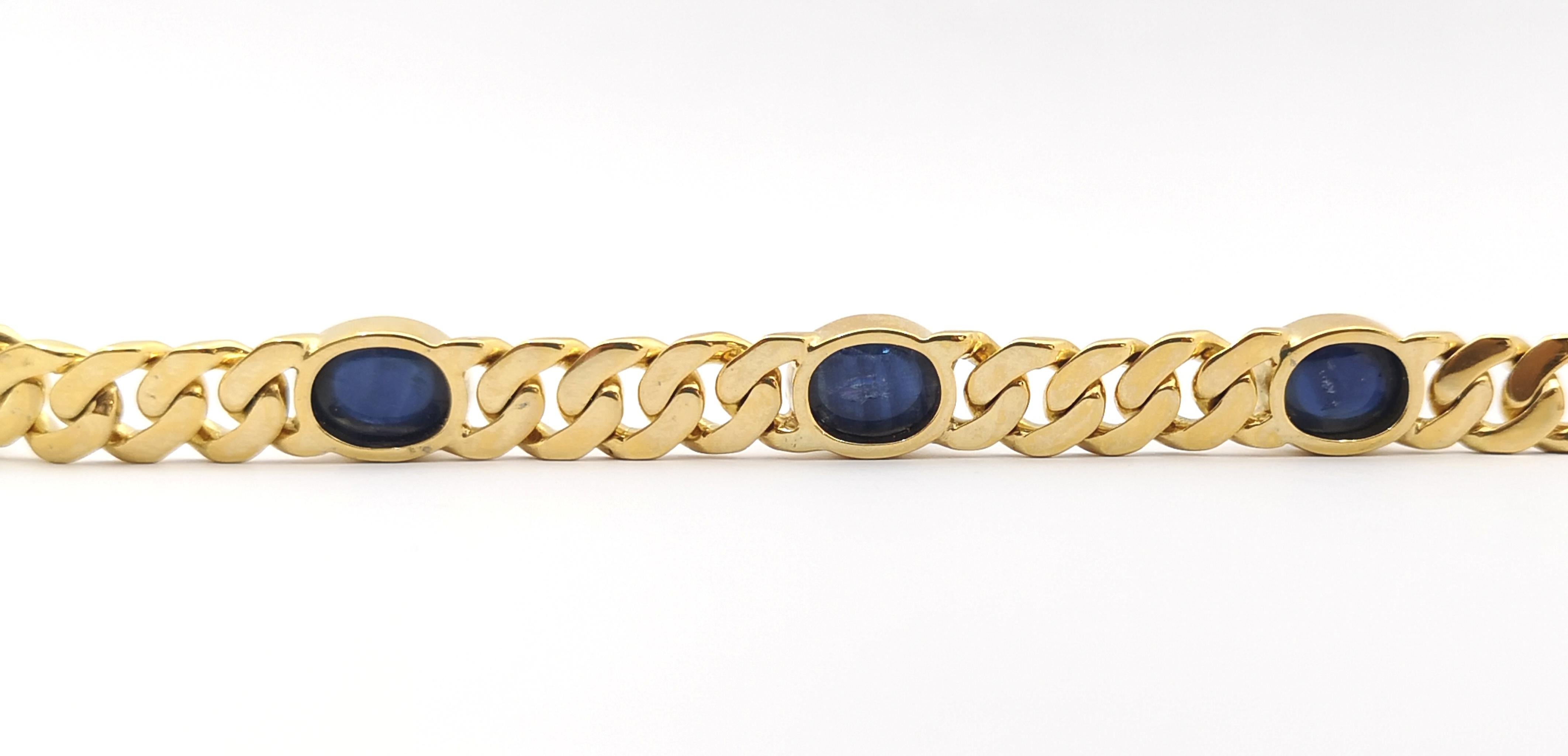 Halskette mit blauem Cabochon-Saphir in 18 Karat Goldfassungen gefasst im Angebot 4