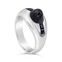 Vintage Cabochon Blue Sapphire Platinum Ring