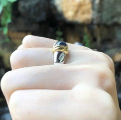 Cabochon Blue Sapphire Ring Set in 18 Karat White Gold Settings