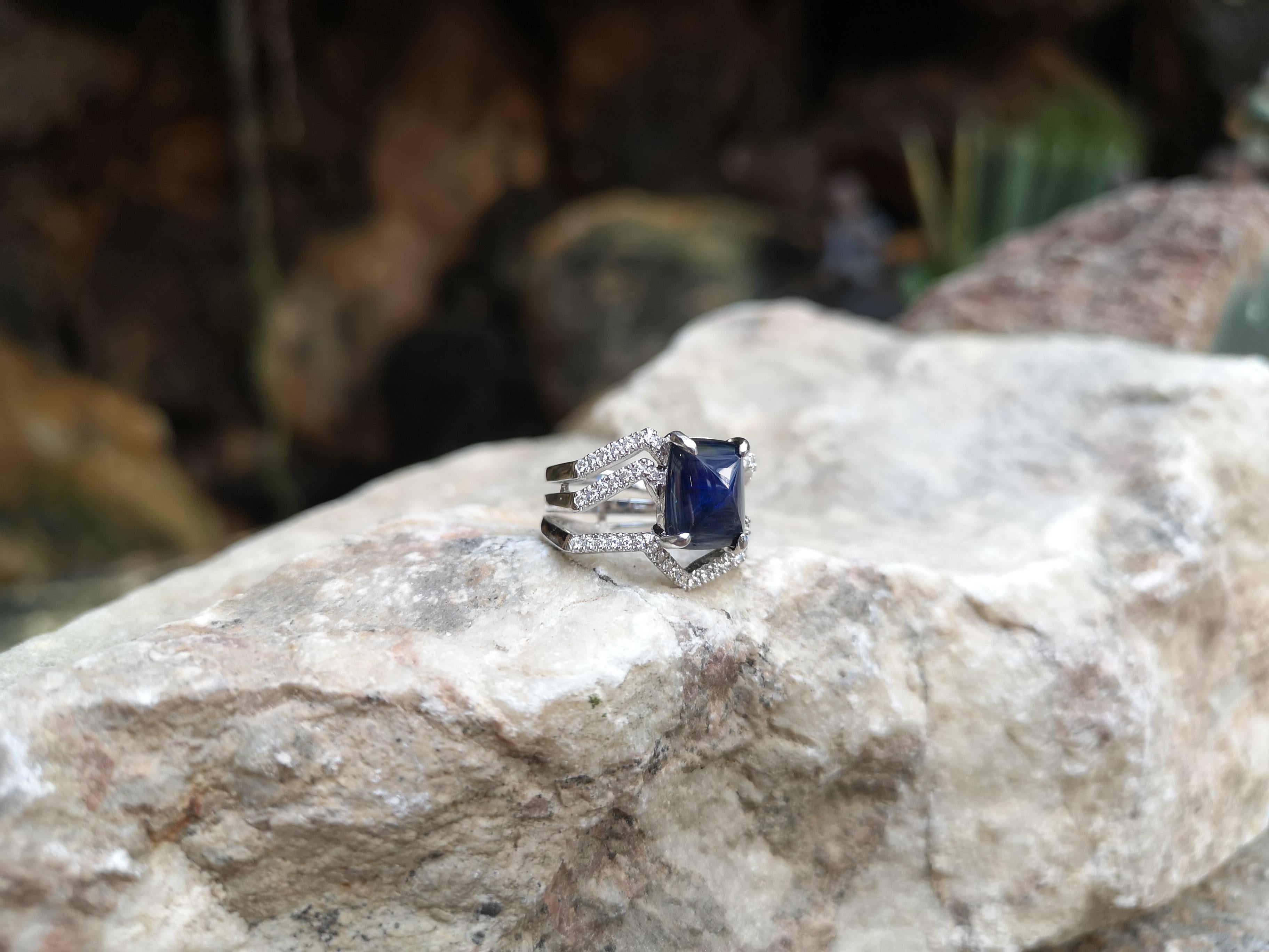 Women's Unheated Blue Sapphire and Diamond Kavant & Sharart Ring in 18K White Gold  For Sale