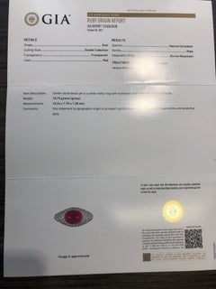 GIA Cabochon Burma Ruby 8.75 Carats Cocktail Ring 18 Karat White Gold Heated