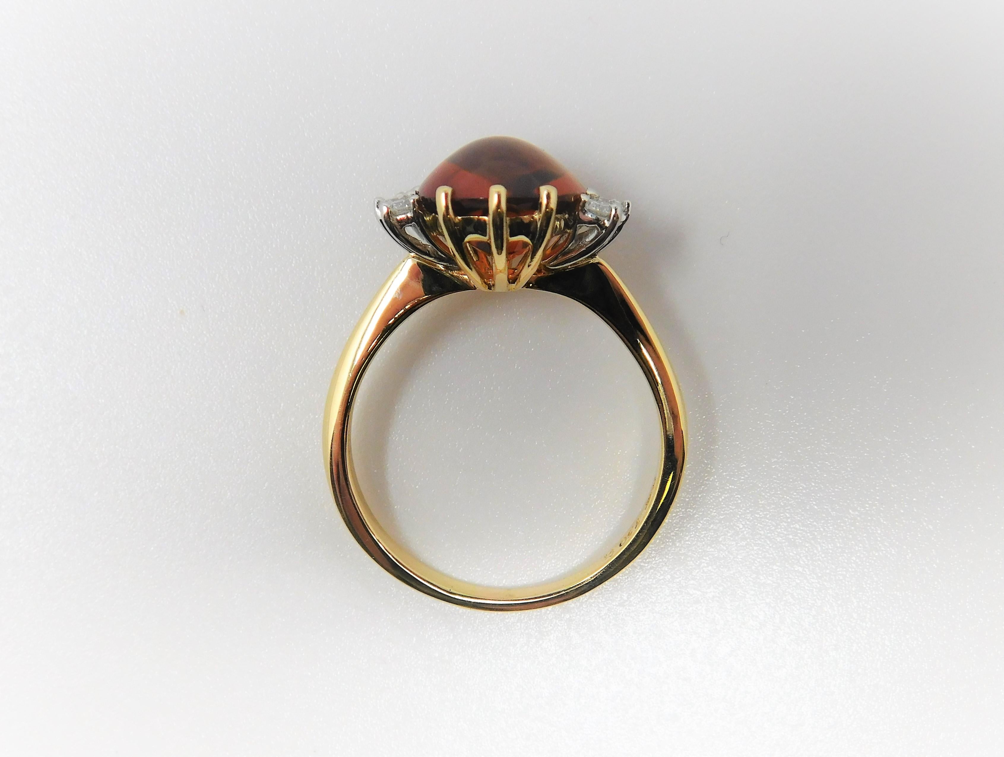 Modern Cabochon Citrine and Diamond Ring For Sale