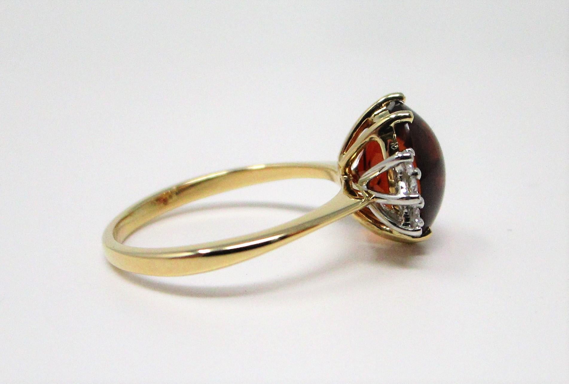 Women's or Men's Cabochon Citrine and Diamond Ring For Sale