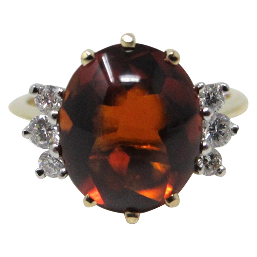 Cabochon Citrine and Diamond Ring For Sale