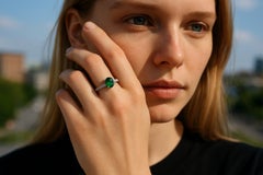 Vintage 14K White Gold 1.10ct Colombian Emerald & Diamond Ring
