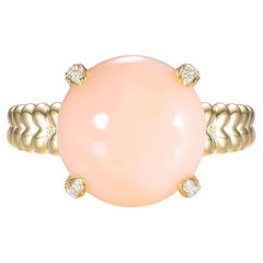 Cabochon Coral Ring in 14K Yellow Gold