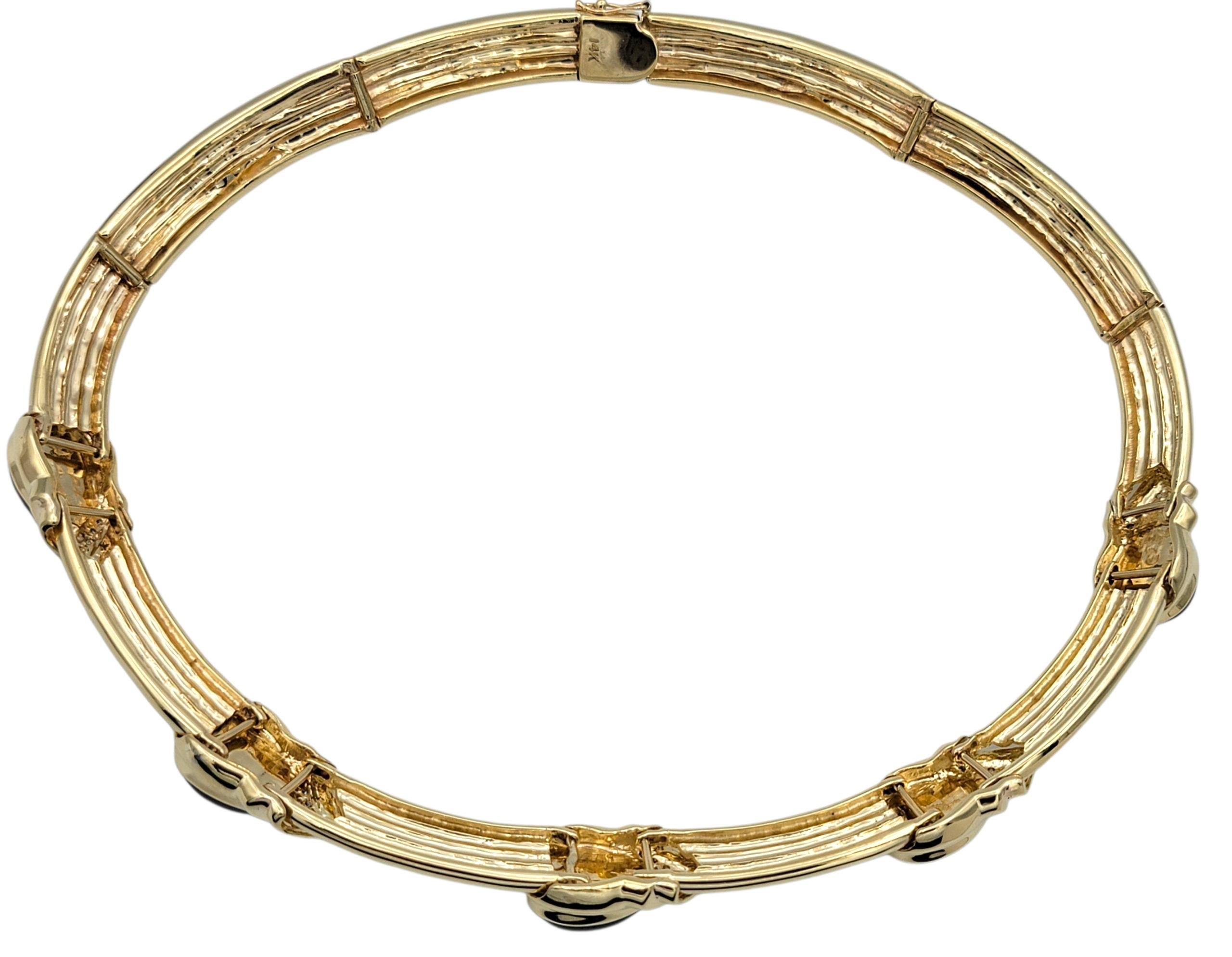 Cabochon Cut Amethyst, Turmalin & Diamant Ridged Choker Halskette 14 Karat Gold Damen im Angebot