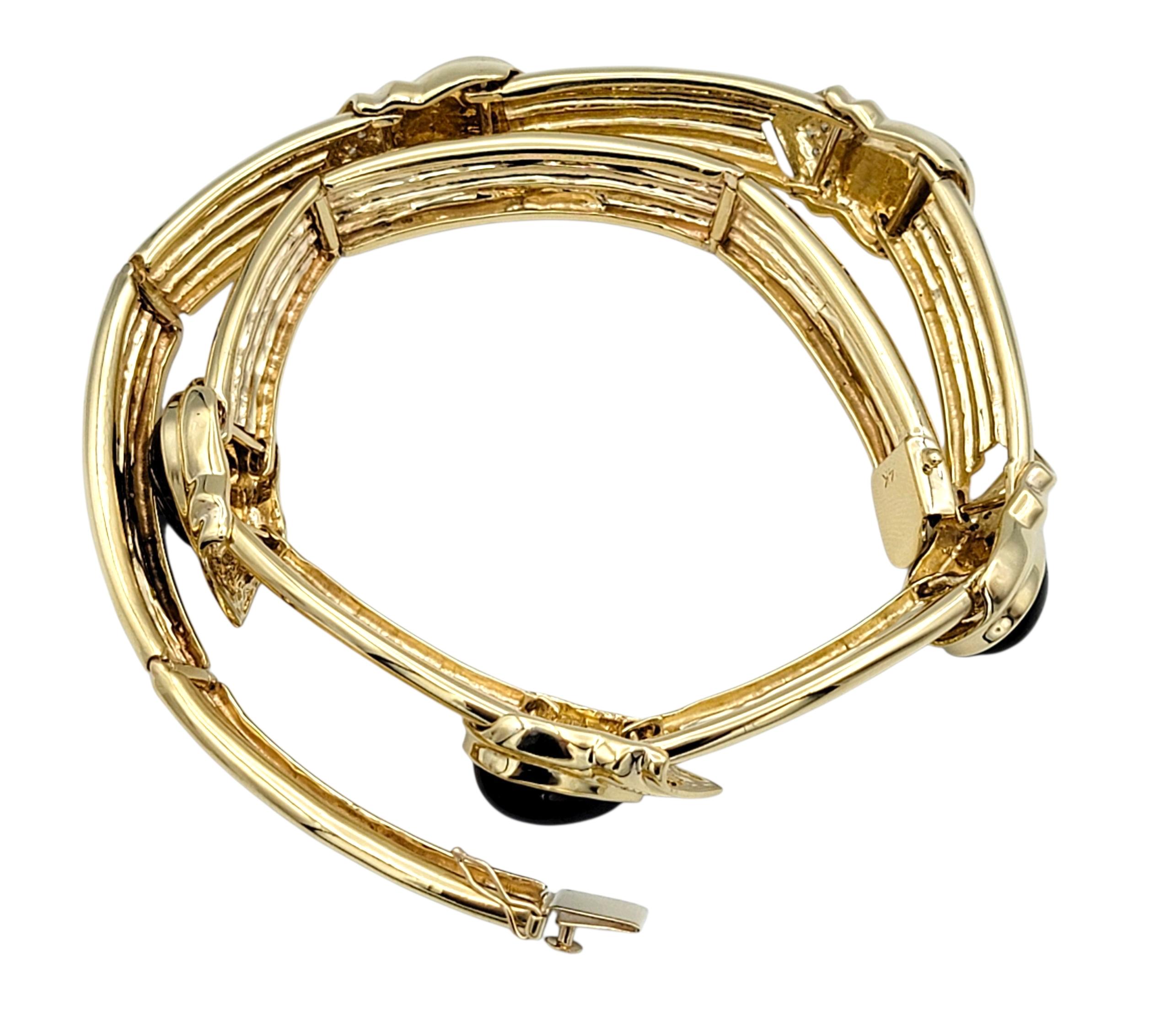 Cabochon Cut Amethyst, Turmalin & Diamant Ridged Choker Halskette 14 Karat Gold im Angebot 2