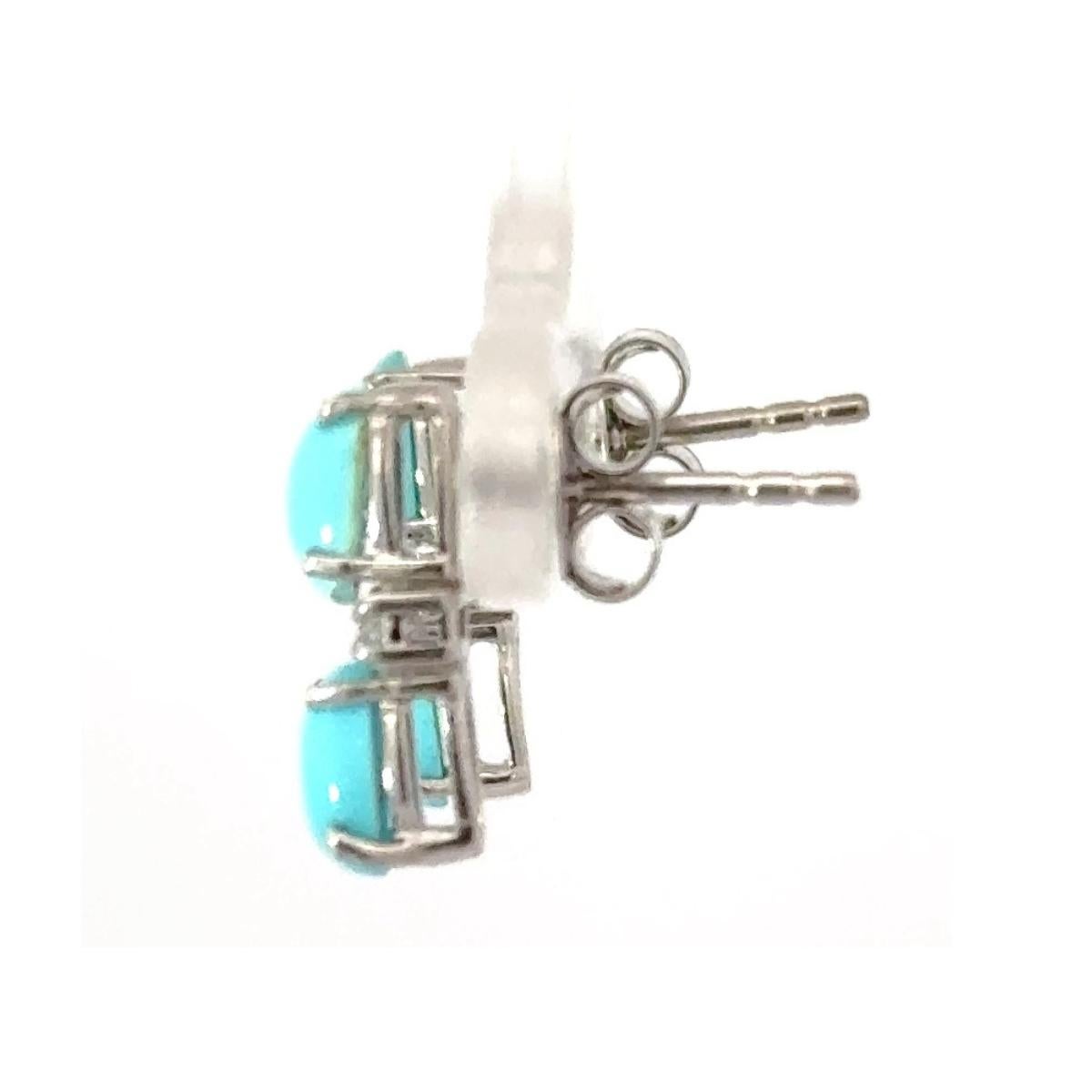 Cabochon Double Stone Turquoise Zircon Stud Earrings in sterling silver to make a statement with your look. You shall need stud earrings to make a statement with your look. These earrings create a sparkling, luxurious look featuring oval cut natural