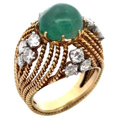 Cabochon Smaragd und Diamant Cocktail Ring