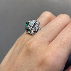 Cabochon Emerald and Diamond Ring