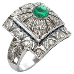 Cabochon Smaragd und Diamant Ring