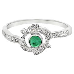 Cabochon Emerald And Diamond Ring