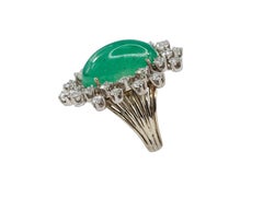 Cabochon Emerald and Diamond Sunburst Ballerina Ring