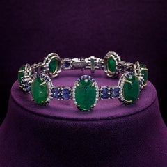 Cabochon Emerald and Sapphire Bracelet