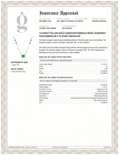 Halskette aus Gelbgold mit Smaragdschliff und Diamanten in Birnenschliff und 3,10 Karat Smaragden