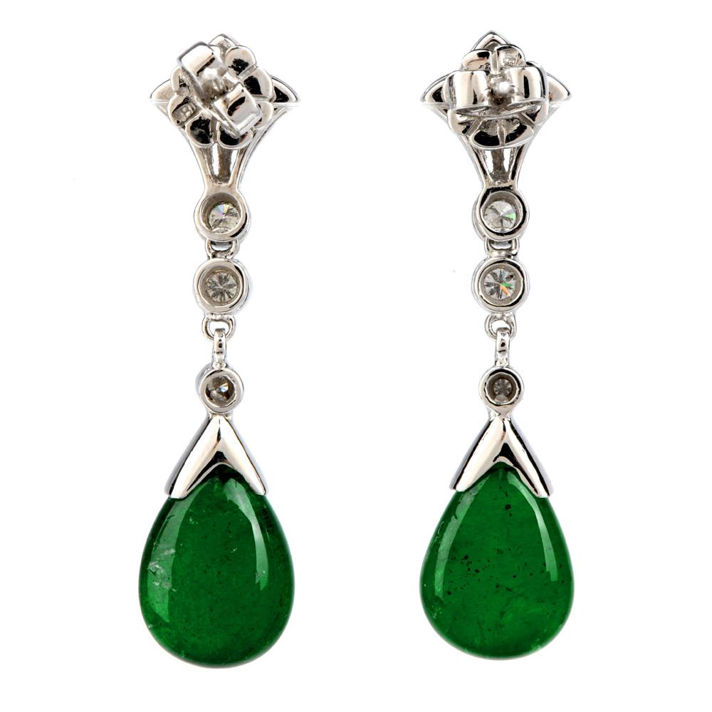 emerald diamond drop earrings