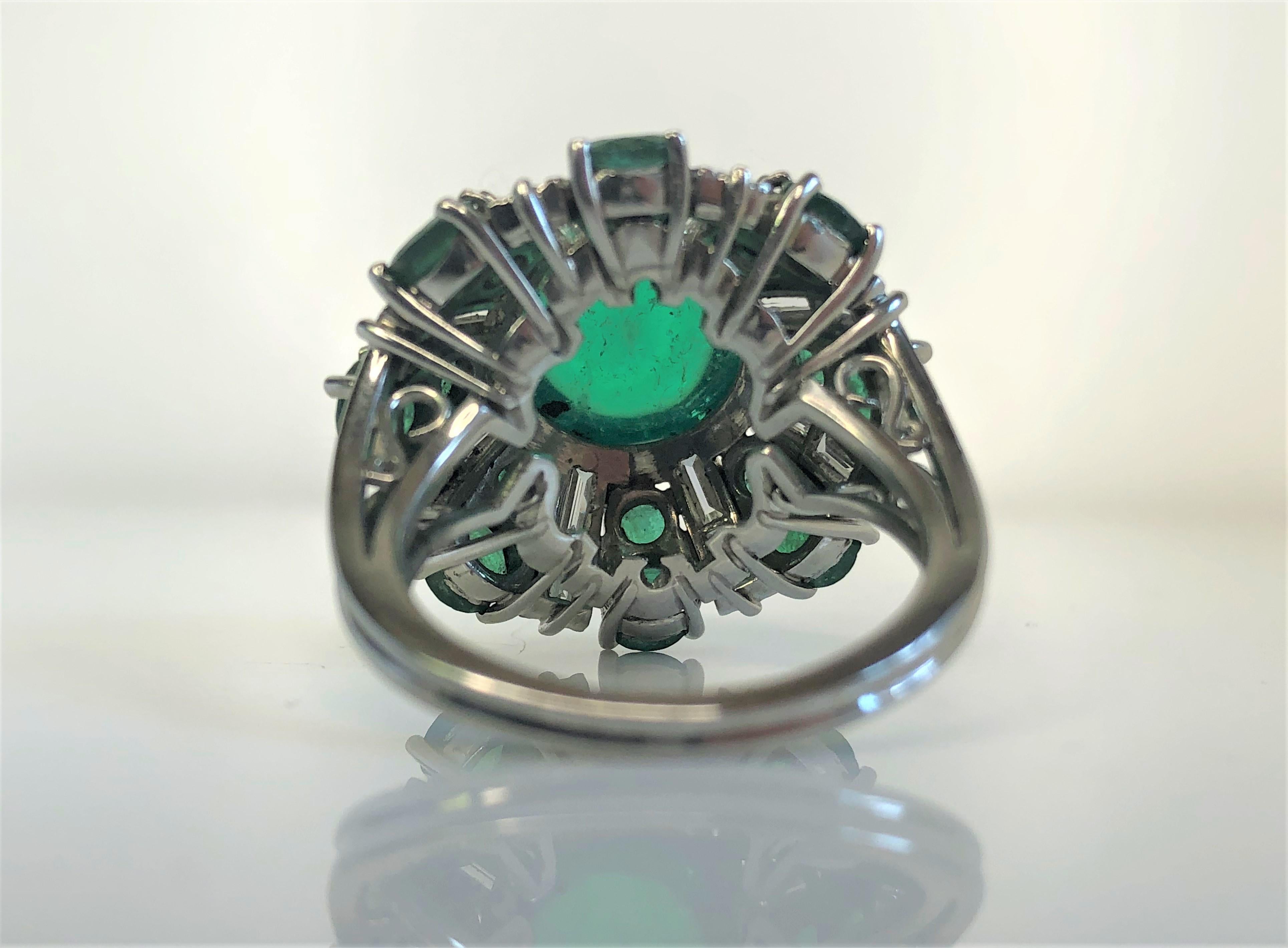 Cabochon Emerald Diamond Cocktail Ring In Excellent Condition In Cincinnati, OH