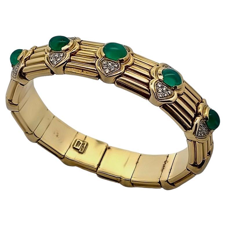 Cabochon Smaragd & Diamant Gold-Armspange