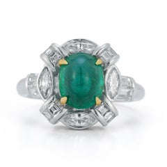 Cabochon Emerald & Diamond Ring