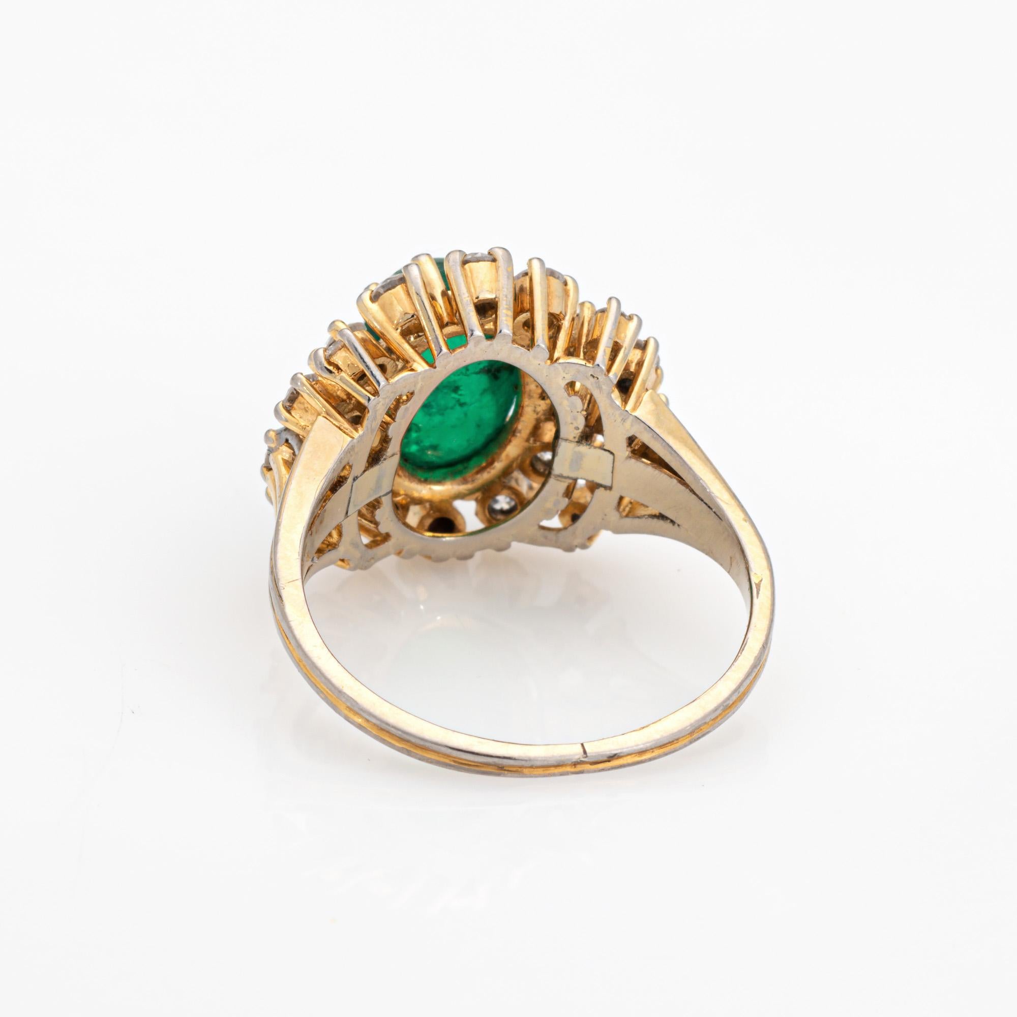 Cabujón Esmeralda Diamante Anillo Vintage Sz 5.75 Oro 14k Piedra Preciosa Compromiso en Bueno estado para la venta en Torrance, CA