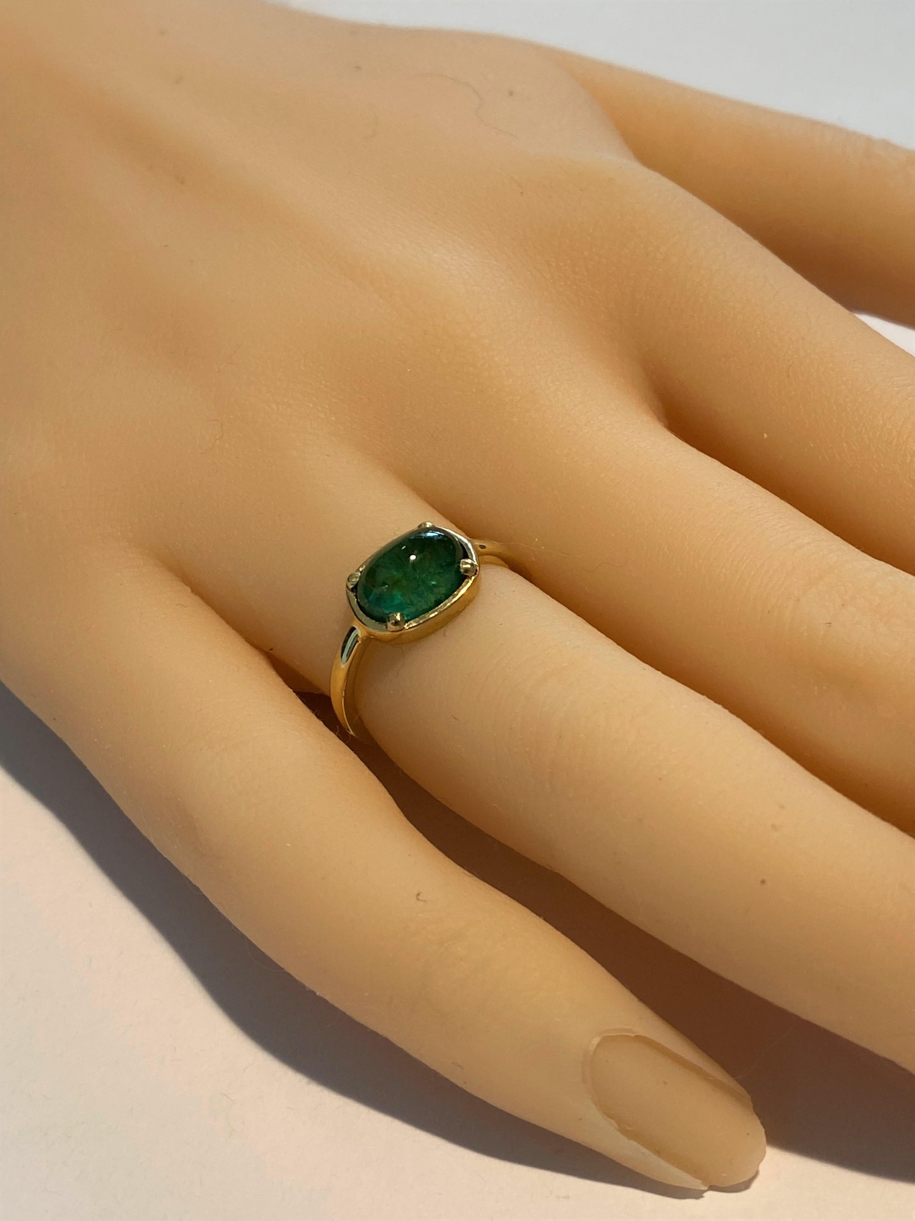 Oval Cut Cabochon Emerald Gold Cocktail Ring Weighing 2.25 Carat