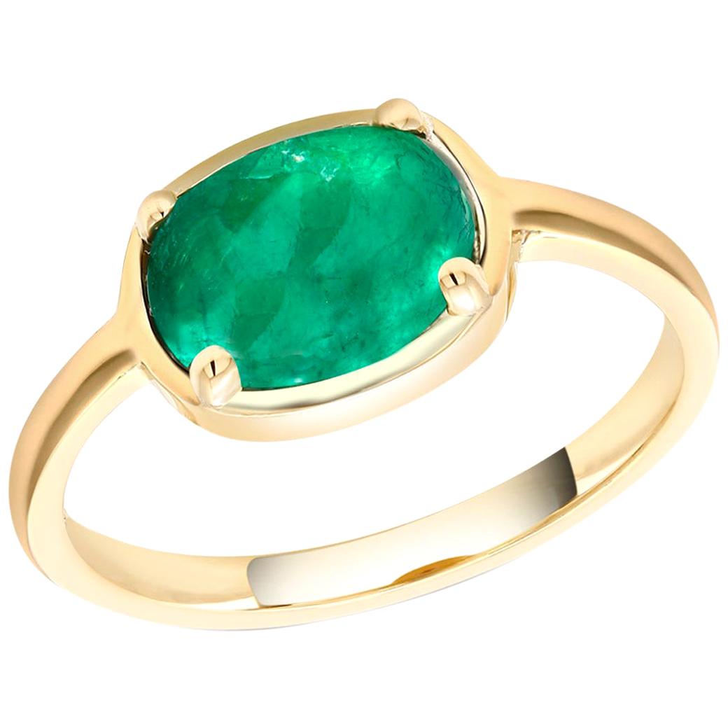 Cabochon Emerald Gold Cocktail Ring Weighing 2.25 Carat
