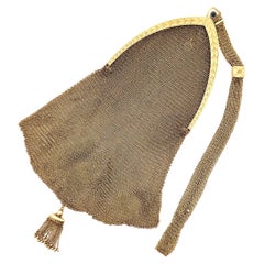 Cabochon Emerald Victorian 14k Gold Mesh Bag