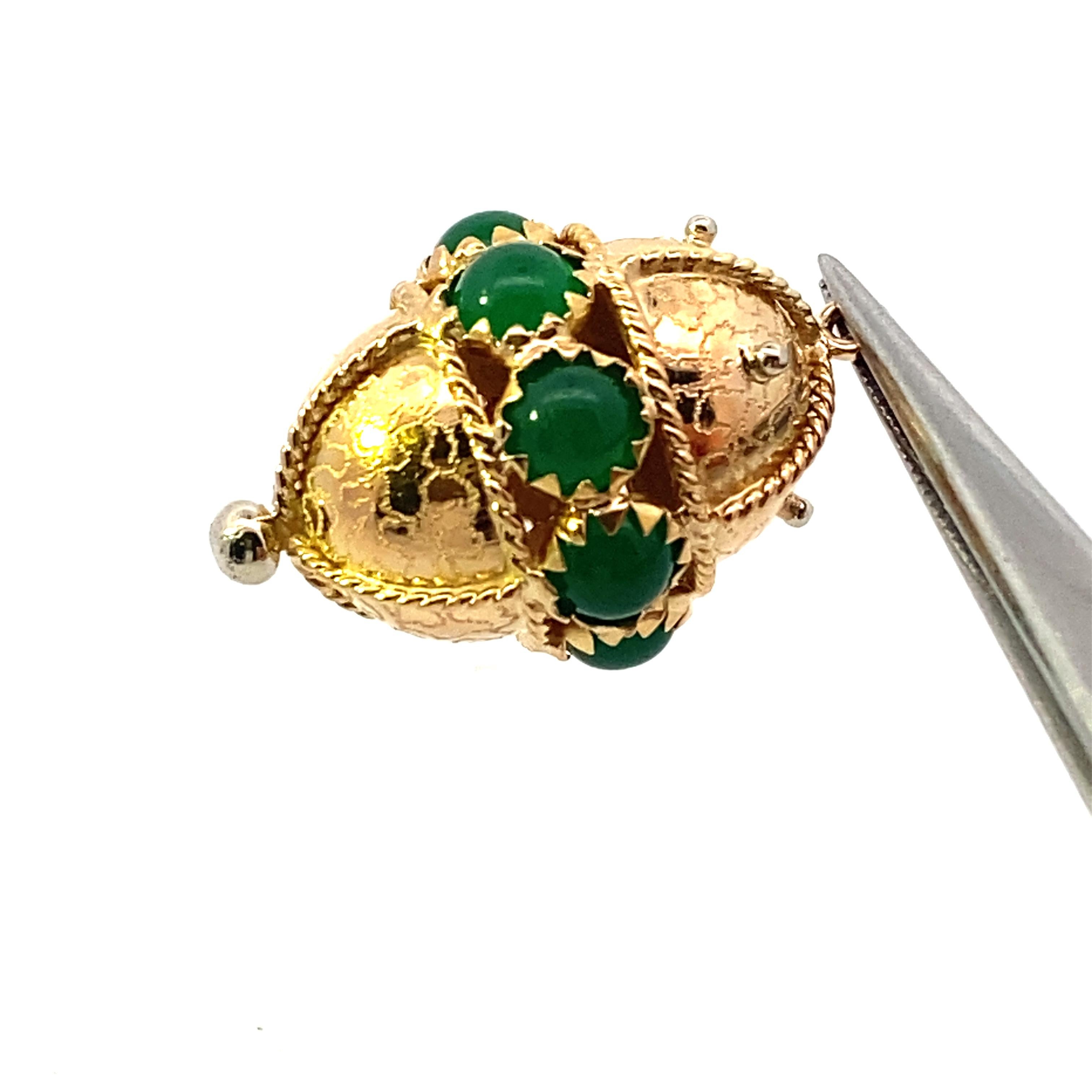 Cabochon Emerald Yellow Gold Egg Charm For Sale 2