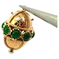 Cabochon Emerald Yellow Gold Egg Charm