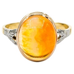 Vintage Cabochon Fire Opal Ring In Yellow Gold