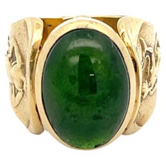 Cabochon Green Garnet Athena Ring 18k Yellow Gold