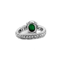 Platinum Cabochon Jade Eternity Diamond Ring 1.50 Carats