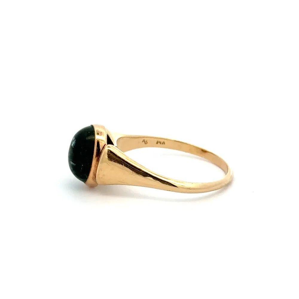 De los hombres Cabujón Turmalina Verde Oro Anillo Solitario Vintage para Hombre en venta