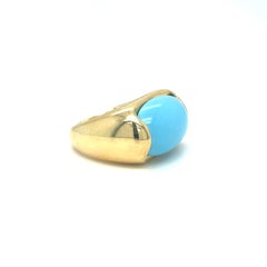 Cabochon Gumdrop Turquoise Cabochon Turquoise Puffy Ring 18k Yellow Gold