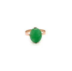 Cabochon Jadeite and 9 Carat Rose Gold Vintage Dress Ring