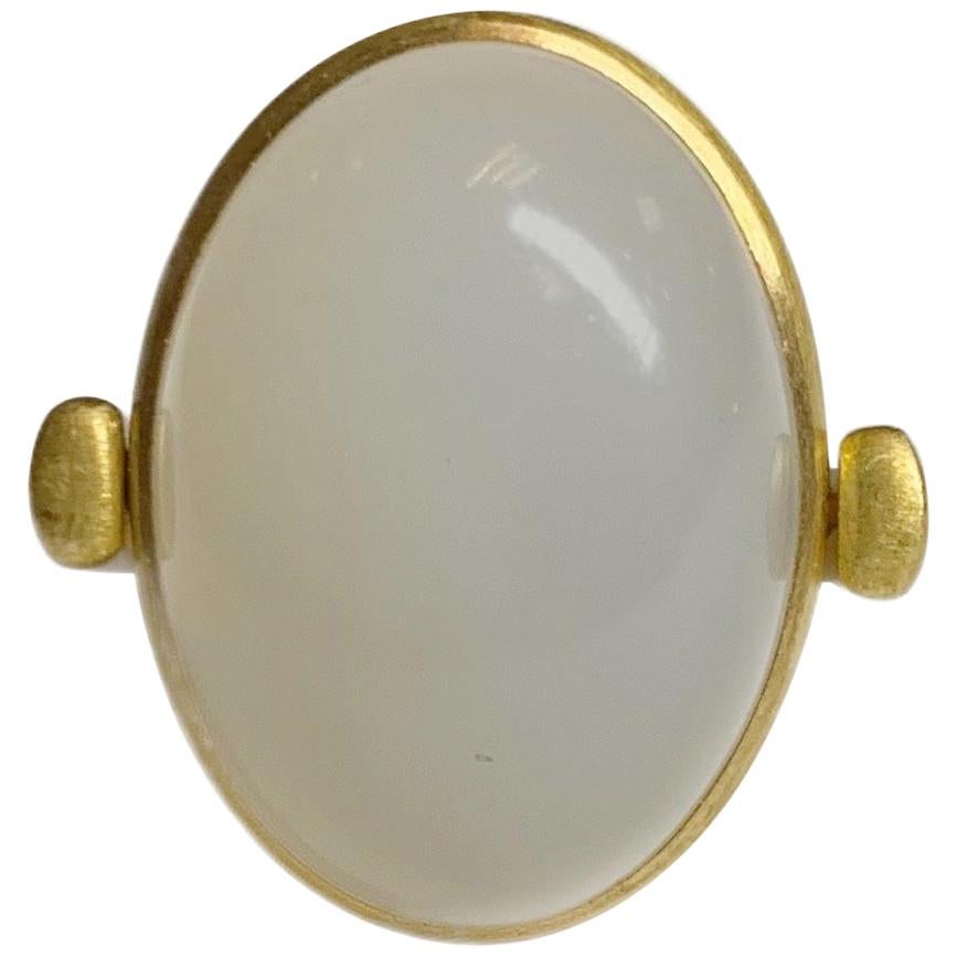 Cabochon Moonstone Flip Ring in 22 Karat Gold, A2 by Arunashi For Sale