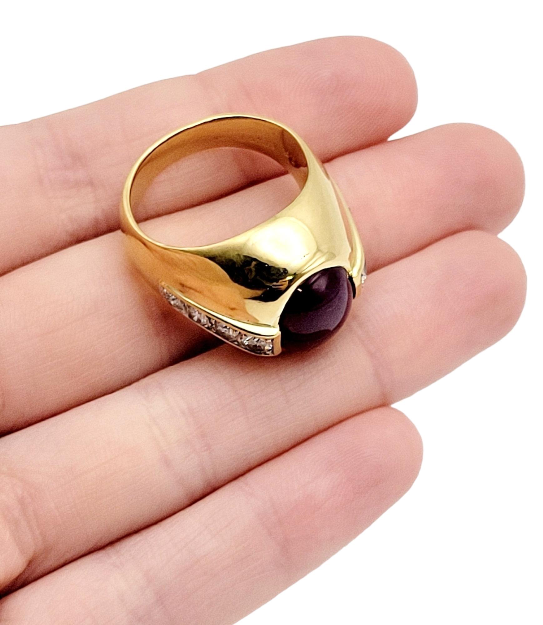 Cabochon Natural Ruby &  Diamonds Dome Ring in 18 Karat Yellow Gold For Sale 11