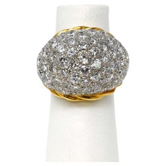 Cabochon Pave Style Yellow and White 18 Karat Gold Ladies Ring