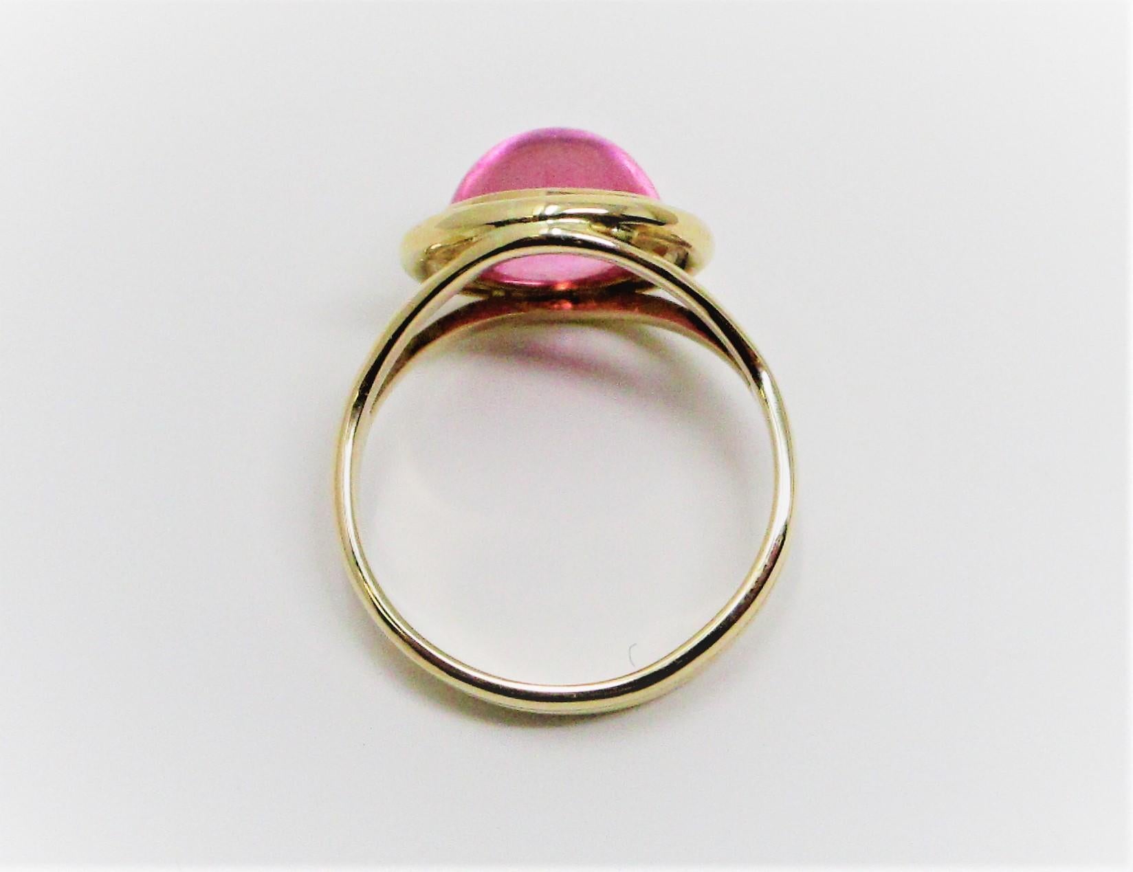 Modern Cabochon Pink Tourmaline Ring