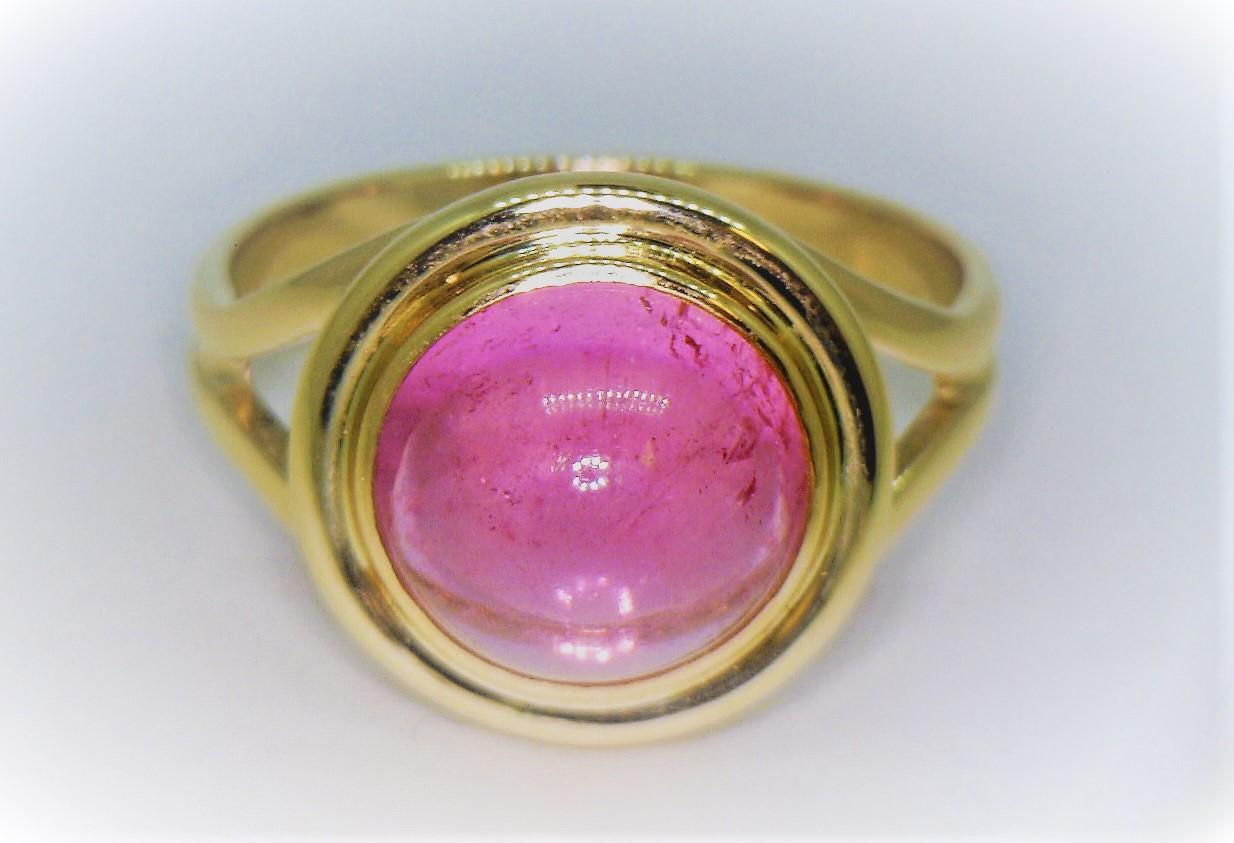 Cabochon Pink Tourmaline Ring In Good Condition In Dallas, TX